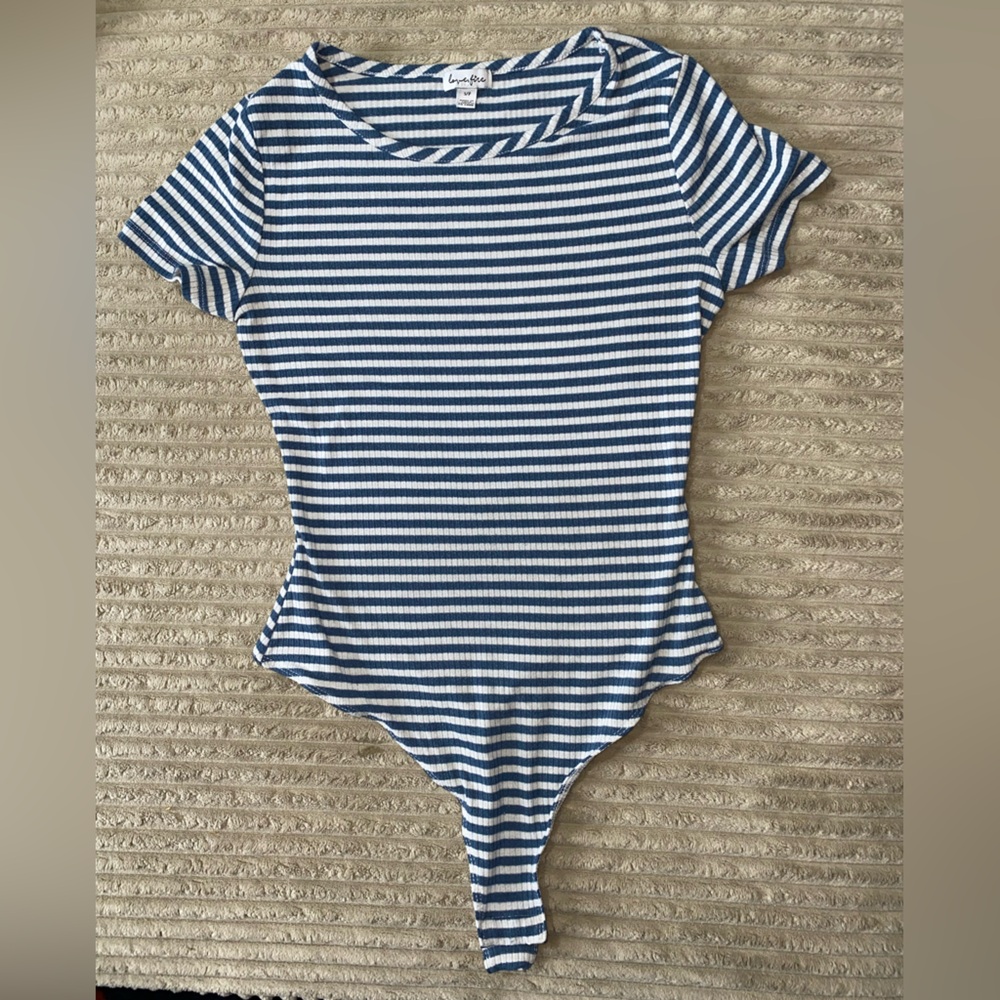 Love, Fire Striped Ribbed Bodysuit – Size S/P
